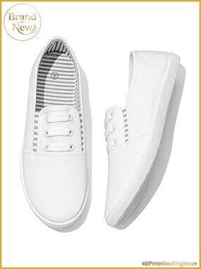 Women's Canvas Slip On Sneakers - Non Slip Walking Shoes, Easy Pull-On